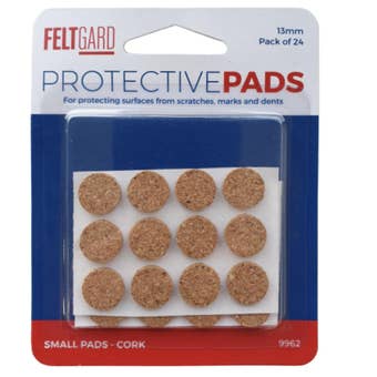 Feltgard Surface Gard Round Cork Pads 13mm – Pack of 24 Self-Adhesive Protective Furniture Pads