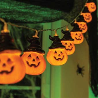 Jack-O'-Lantern String Lights – Set of 10 Warm White LED Halloween Lights