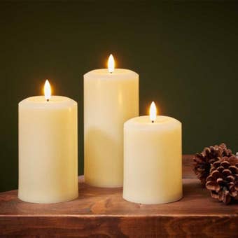 Faux Flame Pillar Candle 15cm - Cream LED Table Candle I Each