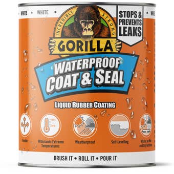 Gorilla Waterproof Coat & Seal White Liquid Rubber Paint Coating 473ml – Flexible, Self-Levelling, Weatherproof Sealant