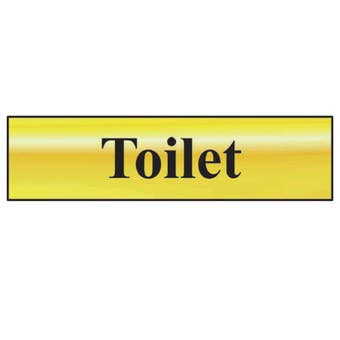 Polished Gold Effect Self-Adhesive Toilet Door Sign 200mm x 50mm – Interior Office & Commercial Use