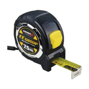 Promax 7.5M x 25mm Metric Measuring Tape – Durable Nylon Coated Blade with Shock Absorption, Rubber Grip and Triple Riveted End Hook