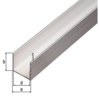 U Profile Anodised Aluminium - 12mm x 8.6mm x 12mm x 1.3mm / 1m