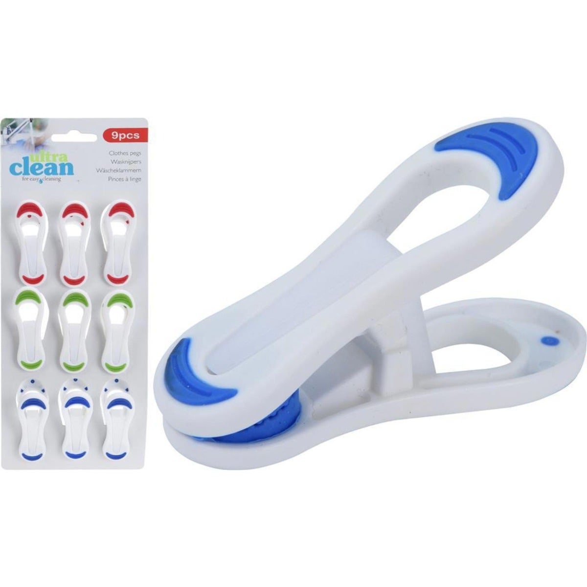 Ultra Clean 12-Piece Heavy-Duty Clothes Pegs with Super Strong Springs for Secure Laundry Hold