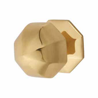 Octagonal Polished Brass Centre Door Knob - 75mm