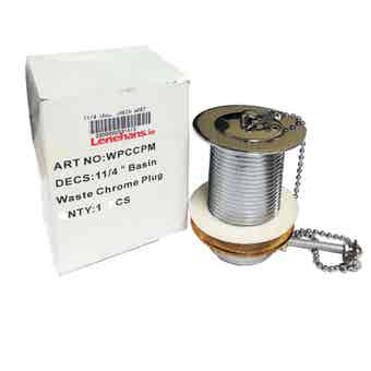 Unslotted 1¼" Chrome Basin Waste - With Plug