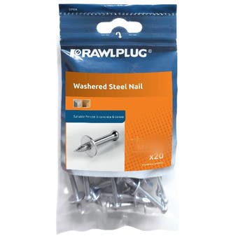 Rawlplug Washered Steel Nails - 3.7 x 25mm (Pack of 20)
