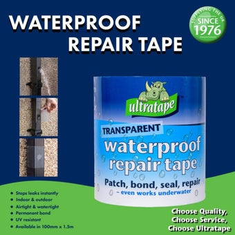 Waterproof Repair Tape 100mm x 1.5m Heavy Duty Leak Sealant for Indoor and Outdoor Use
