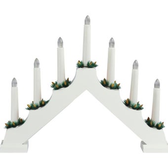 White 7-Lamp Plug-In Candle Bridge – Classic Christmas Window Light Decoration