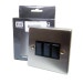 CED Satin Chrome 3 Gang Black Switch