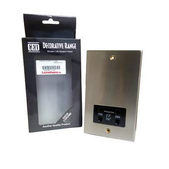 CED Shaver Socket - Satin Chrome with Black Insert