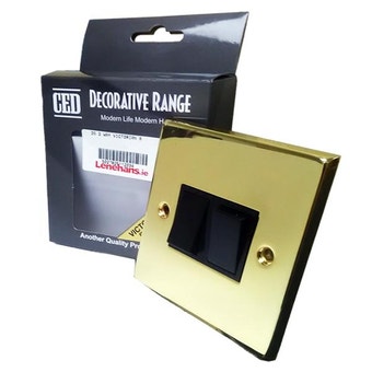 CED Victorian Brass 2 Gang Black Switch